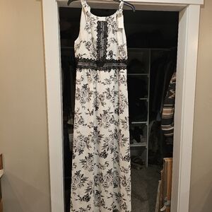 Floral Black and White Maxi Dress